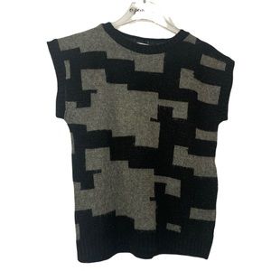 Vintage 80’s New Wave Geometric Gray Sweater Vest